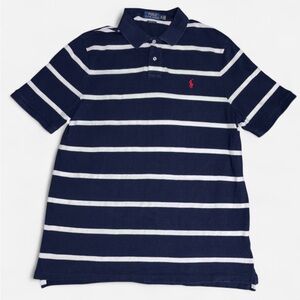 Polo Ralph Lauren Men’s XL Navy White Stripe Short Sleeve Polo Shirt Red Pony